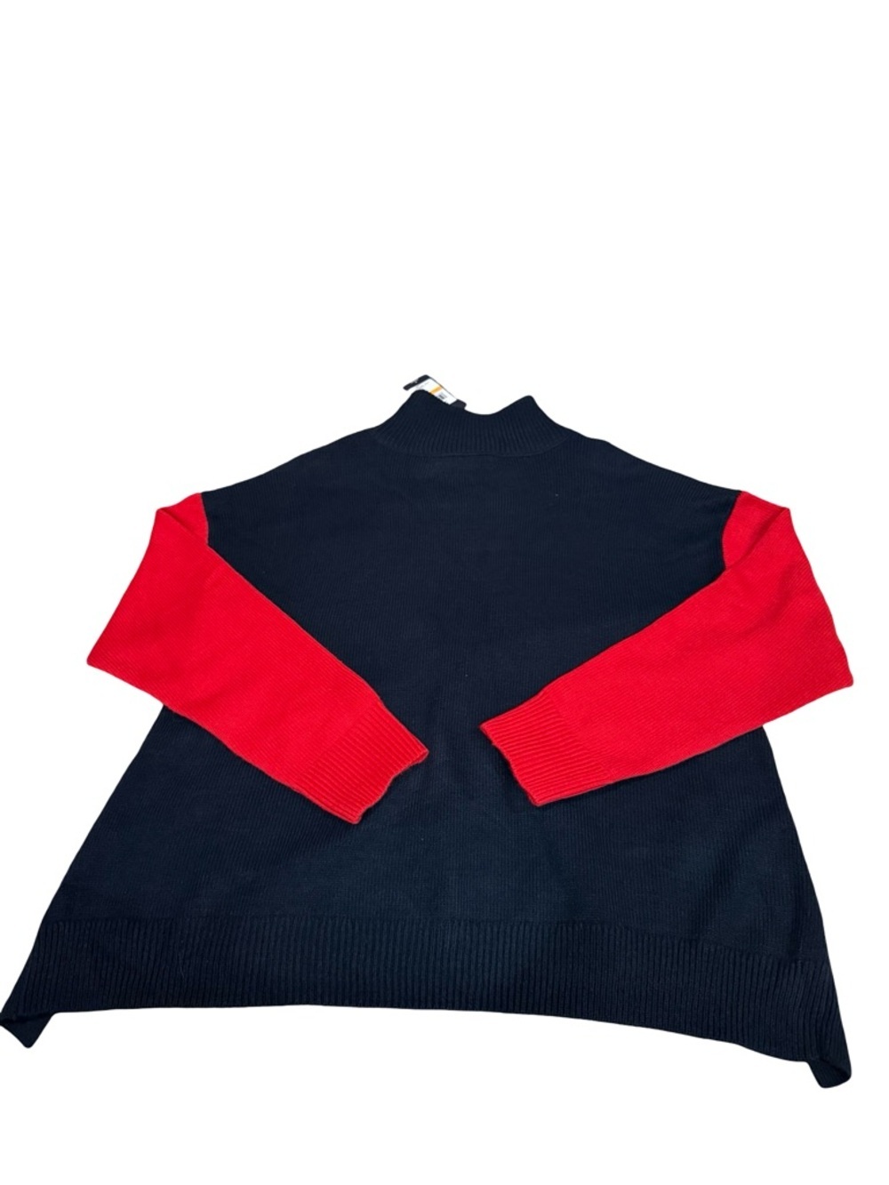 Tommy Hilfiger Mock Neck Sweater Small Red Colorblock Button Shoulder NWT Preppy - Picture 12 of 13